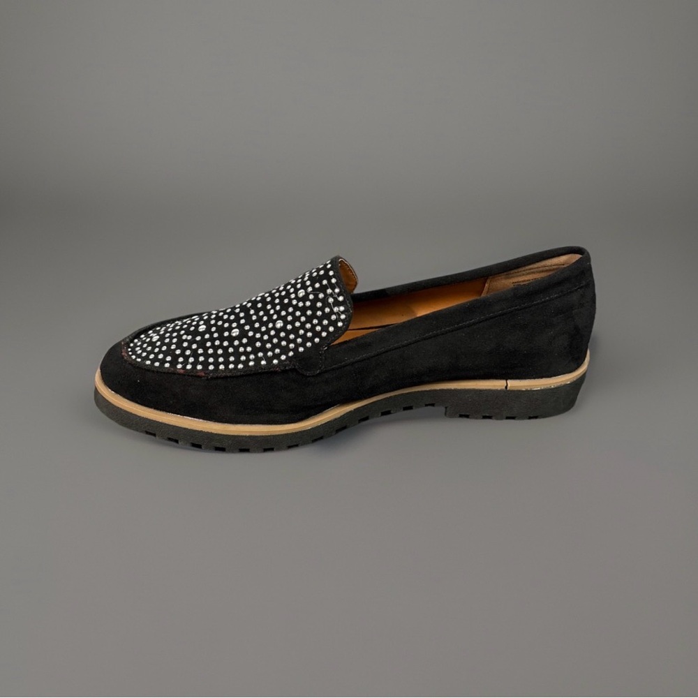Anne Klein Dorsey Black Suede Loafers with Studded Design Size 11M